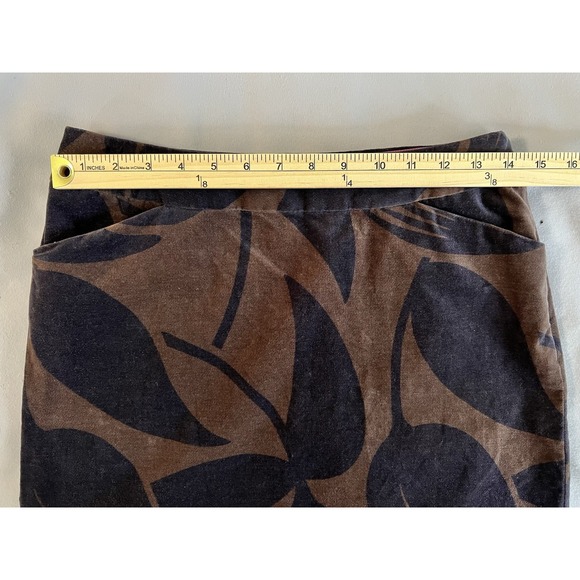 Boden Velvet A-line Pencil Skirt Tulip Print Brown Mod Floral Boho 6 R - Picture 5 of 10